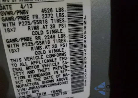 2013 Nissan Rogue S z USA, uszkodzony, nr VIN JN8AS5MV2DW640042